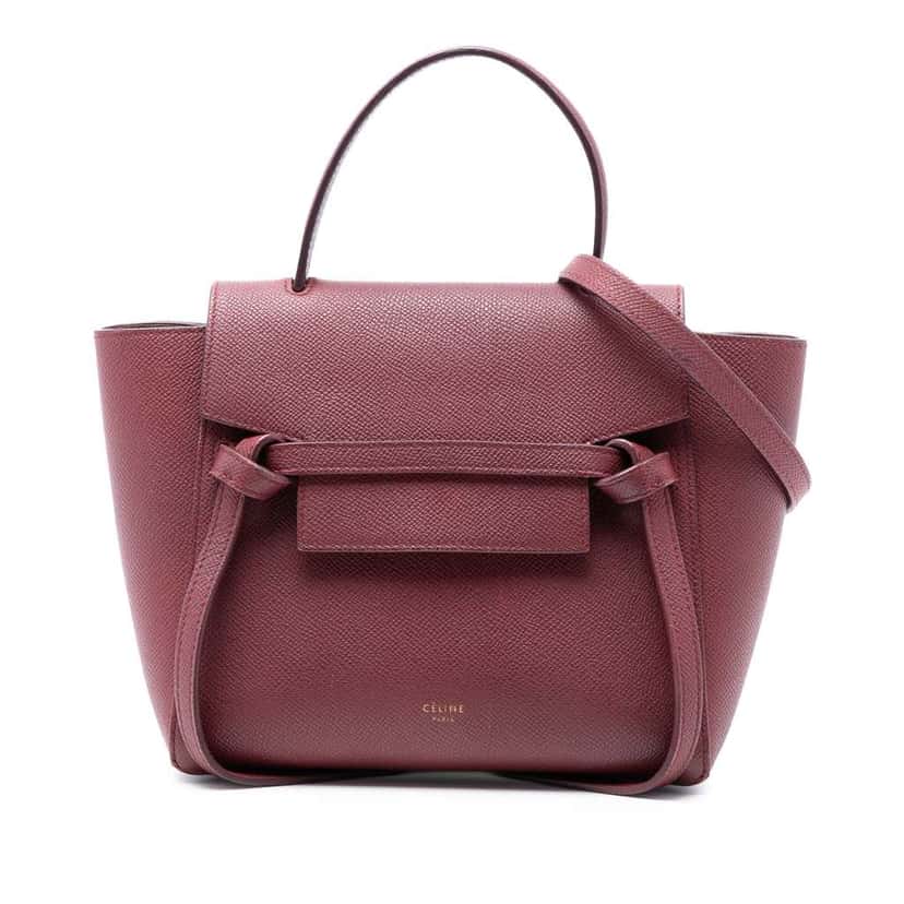 Celine Nano Grained Calfskin Belt Bag Red Leather Good condition - Front View