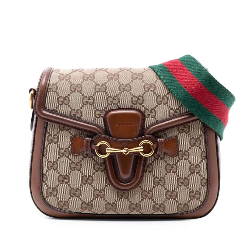 Gucci Medium GG Canvas Lady Web Crossbody Brown Canvas Good condition - Front View
