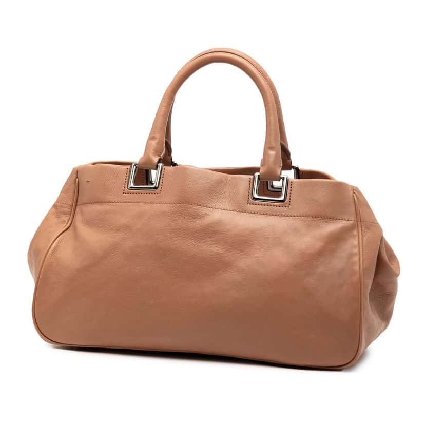 Prada Vitello Ribbon Satchel Brown Leather Very good condition - Back View