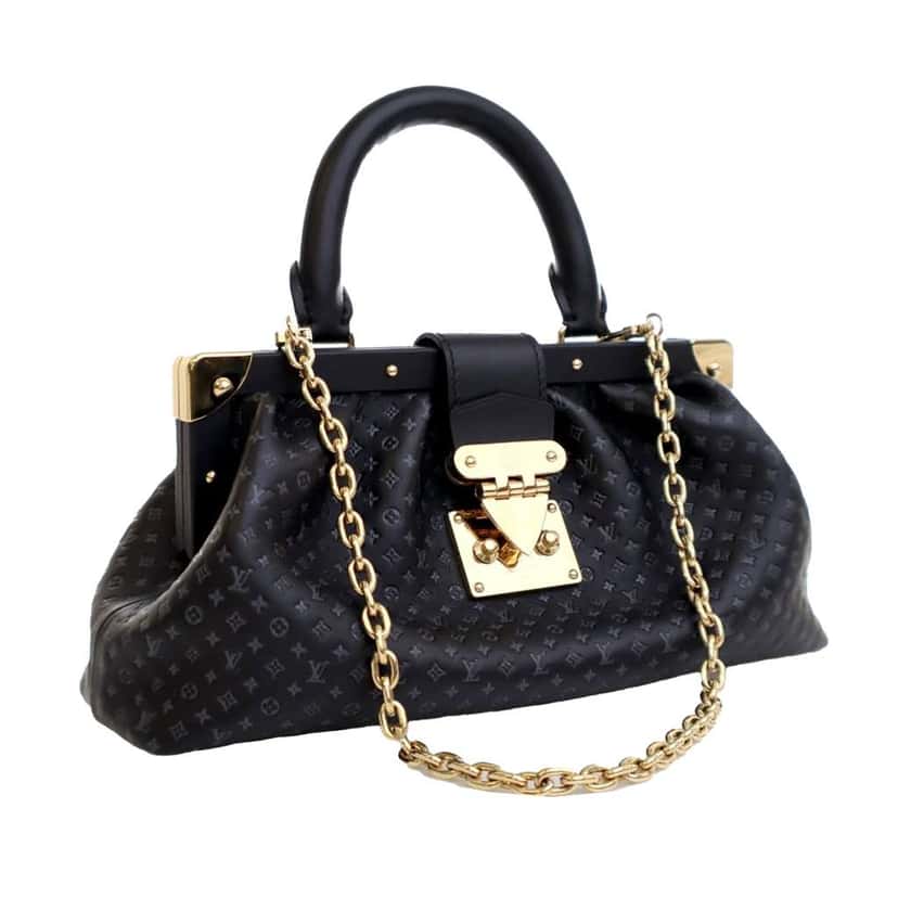 Louis Vuitton Embossed Calfskin Nanogram Satchel Black Leather Good condition - Back View