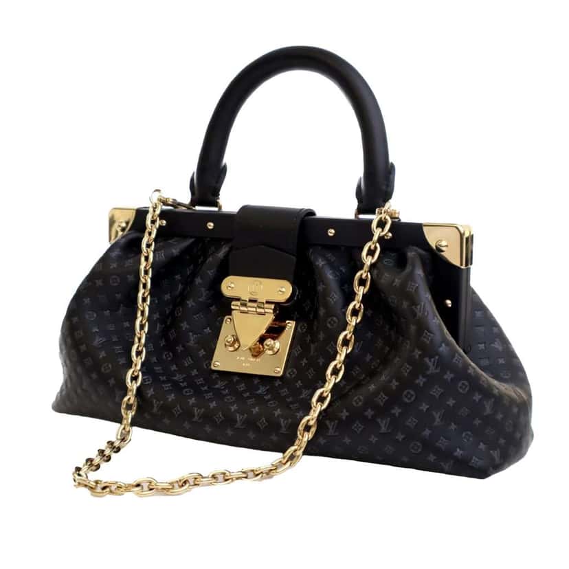 Louis Vuitton Embossed Calfskin Nanogram Satchel Black Leather Good condition - Inside View