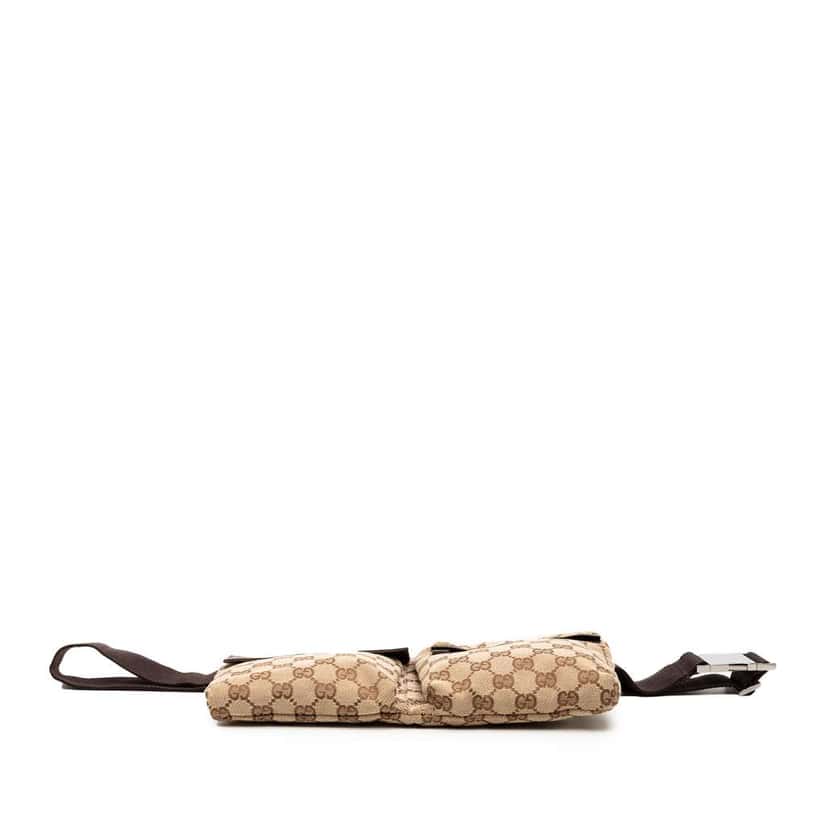 Gucci GG Canvas Double Pocket Belt Bag Brown Canvas Good condition - Inside View