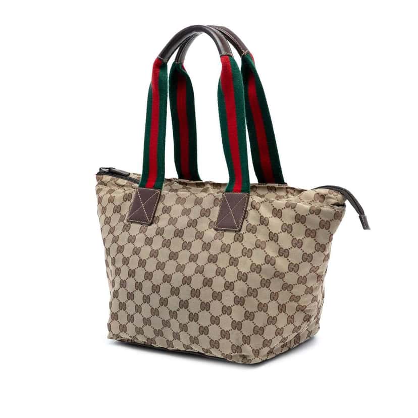 Gucci GG Canvas Web Tote Brown Canvas Good condition - Back View