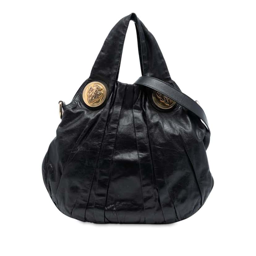 Gucci Medium Guccissima Hysteria Satchel Black Leather Good condition - Front View