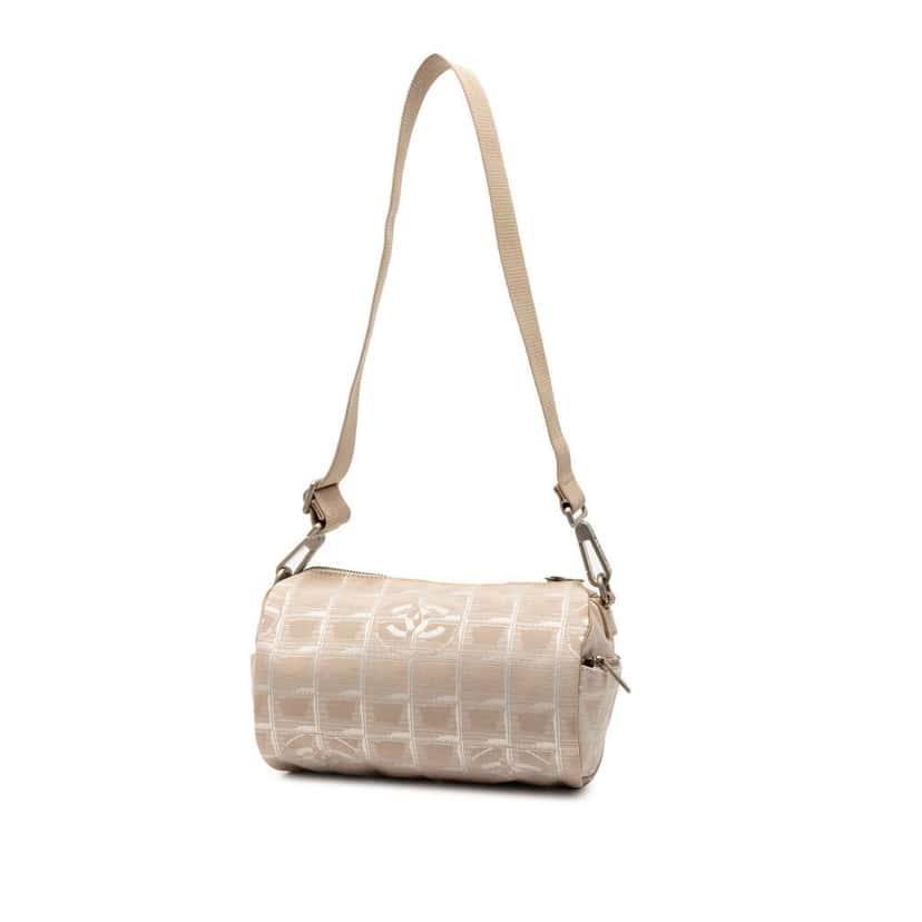 Chanel New Travel Line Nylon Barrel Shoulder Bag Brown Good condition - Back View