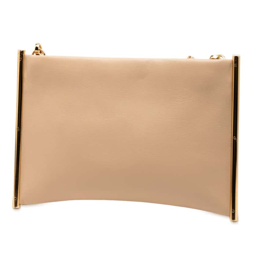 Chloé Mini Leather Roy Clutch Brown Leather Good condition - Back View