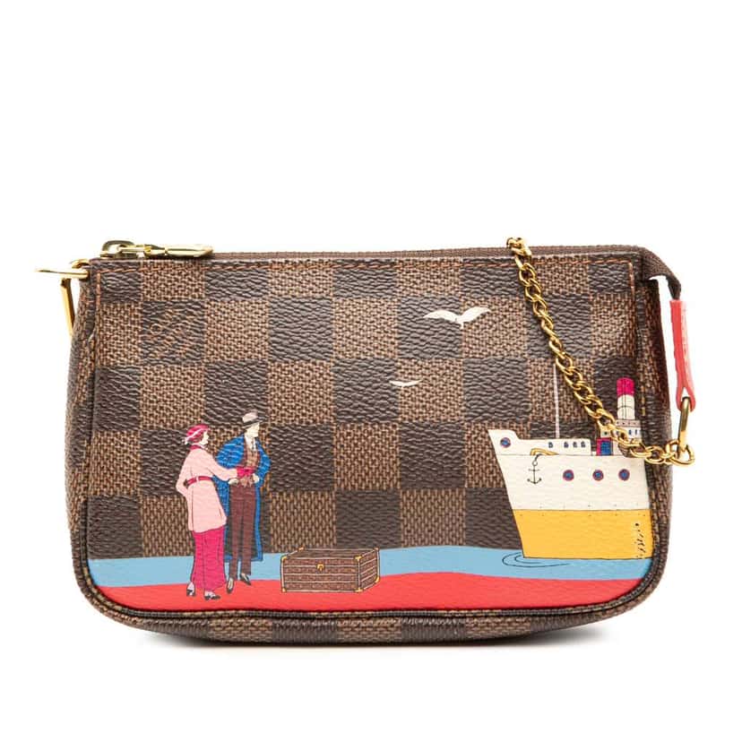 Louis Vuitton Damier Ebene Transatlantic Cruises Mini Pochette Accessoires Brown Good condition - Front View