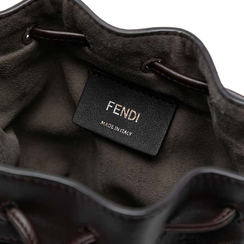 Fendi Mini Zucca Suede Mon Tresor Bucket Bag Brown Leather Good condition - Box View