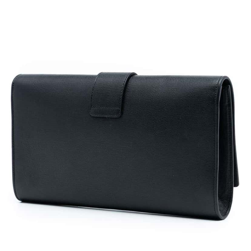 Saint Laurent Leather Chyc Ligne Clutch Black Leather Very good condition - Back View