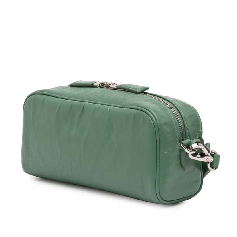 Prada Nappa Antique Multi Pocket Crossbody Green Leather Very good condition - Back View