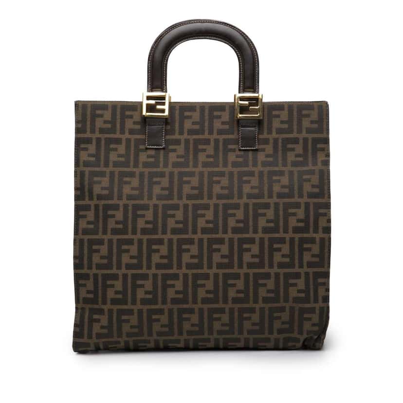 Fendi Zucca Canvas Twins Tote Brown Canvas Good condition - Front View