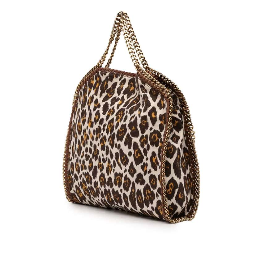 Stella Mccartney Falabella Leopard Printed Canvas Fold Over Tote White Canvas Good condition - Back View