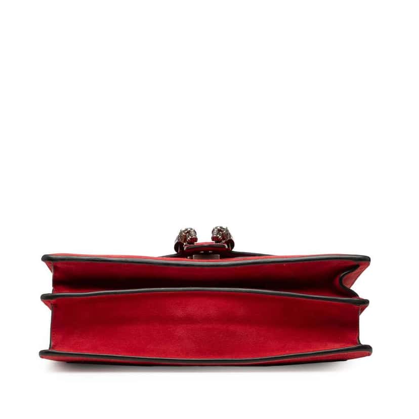 Gucci Medium Suede Dionysus Shoulder Bag Red Leather Good condition - Inside View