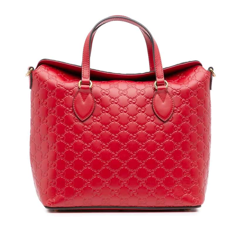 Gucci Guccissima Linea A Fold Over Satchel Red Leather Good condition - Front View