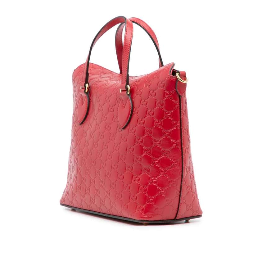 Gucci Guccissima Linea A Fold Over Satchel Red Leather Good condition - Back View