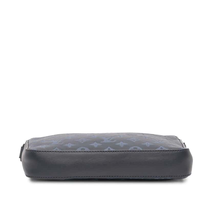 Louis Vuitton Monogram Shadow Duo Messenger Blue Leather Good condition - Back View