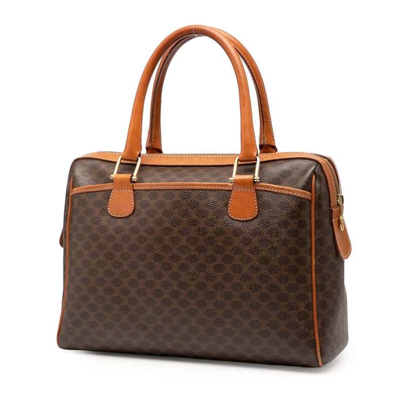 Celine Macadam Coated Canvas Handbag Brown Canvas Good condition - Back View