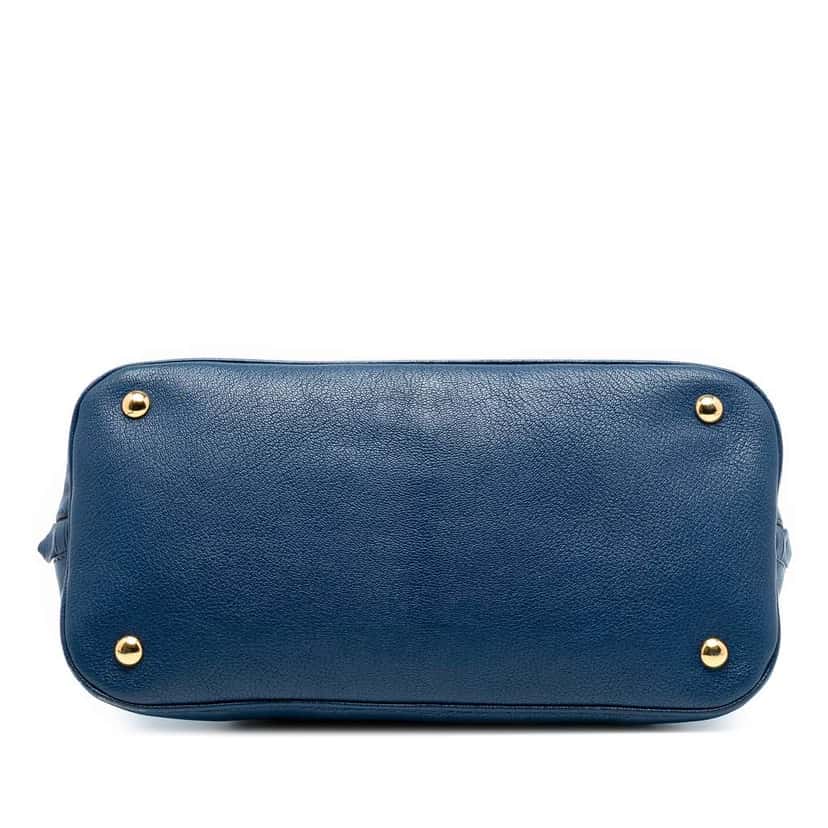 Miu Miu Goatskin Madras Bowling Bag Blue Leather Good condition - Inside View