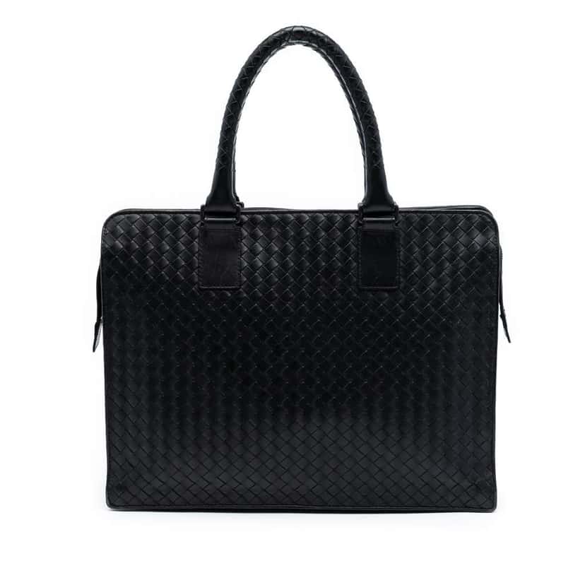 Bottega Veneta Nappa Intrecciato Business Bag Black Leather Good condition - Front View