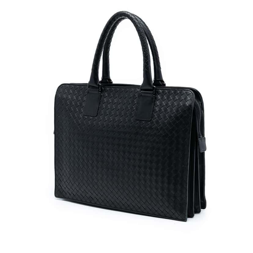 Bottega Veneta Nappa Intrecciato Business Bag Black Leather Good condition - Back View