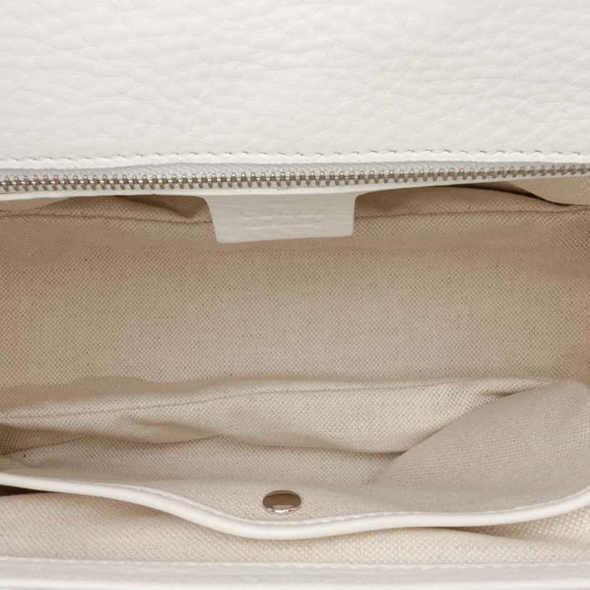 Gucci Medium Calfskin New Bamboo Top Handle Bag White Leather Good condition - Model View