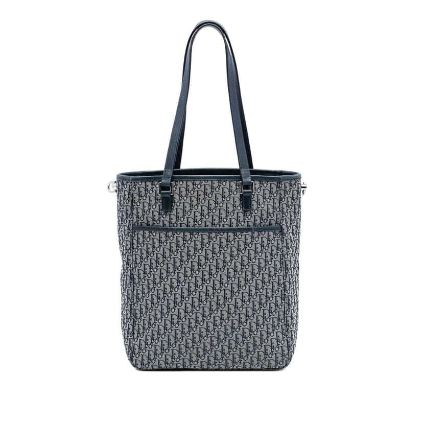 Dior Diorissimo Trotter Canvas Tote Blue Canvas Very good condition - Front View