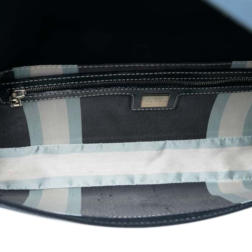 Fendi Canvas FF Marble Baguette Shoulder Bag Blue Canvas Good condition - Model View