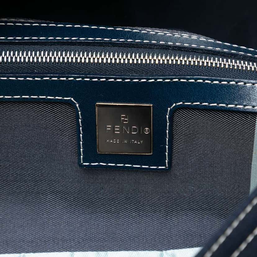 Fendi Canvas FF Marble Baguette Shoulder Bag Blue Canvas Good condition - Box View