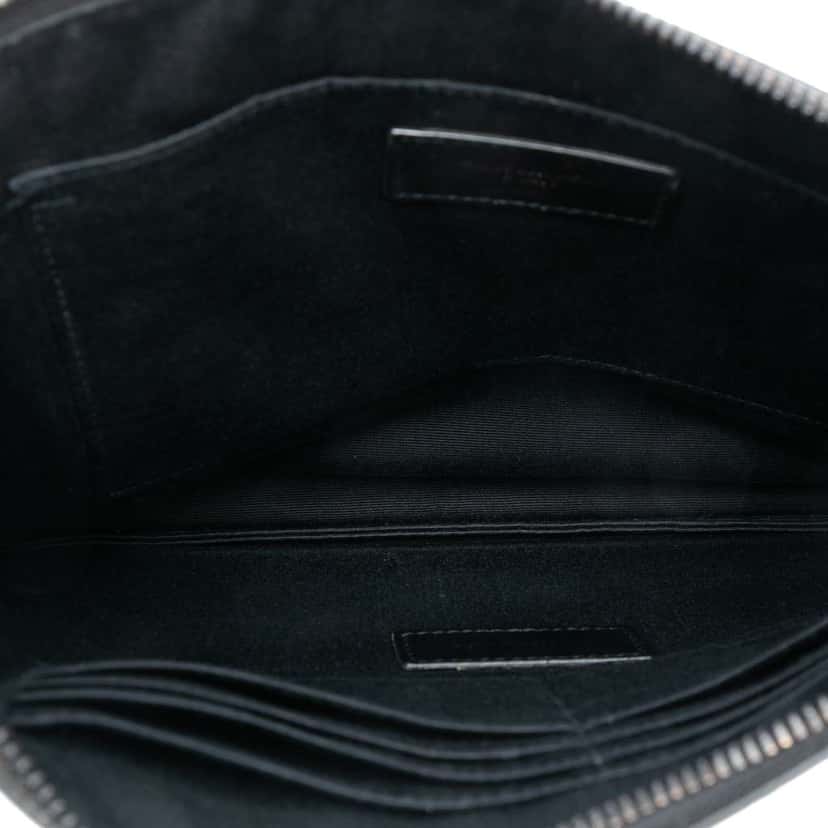 Saint Laurent Grain De Poudre Monogram Monochrome iPad Case Black Leather Good condition - Model View