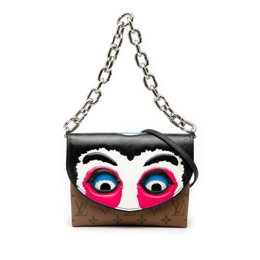 Louis Vuitton Monogram Reverse and Epi Printed Kabuki Masks Pochette Brown Good condition - Front View