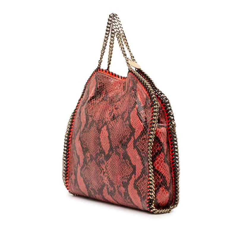 Stella Mccartney Faux Snakeskin Falabella Fold Over Satchel Orange Polyester Good condition - Back View