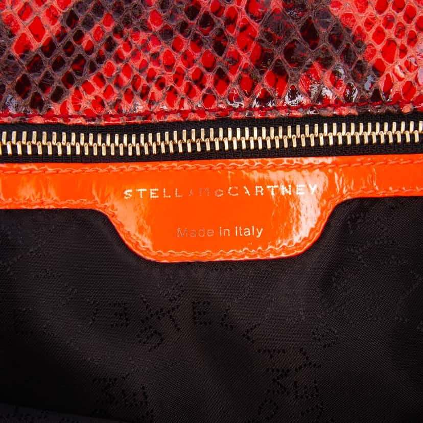 Stella Mccartney Faux Snakeskin Falabella Fold Over Satchel Orange Polyester Good condition - Box View