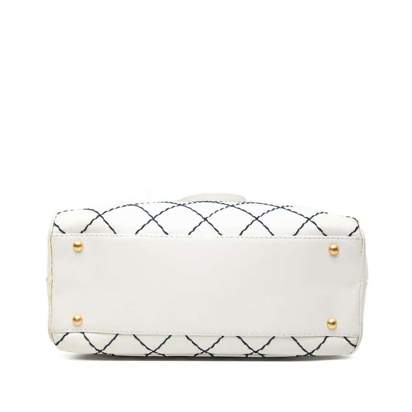 Chanel CC Wild Stitch Handbag White Leather Good condition - Inside View