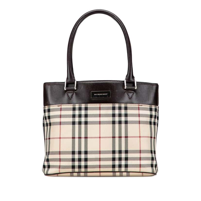 Burberry House Check Canvas Handbag Brown Canvas Good condition - Front View
