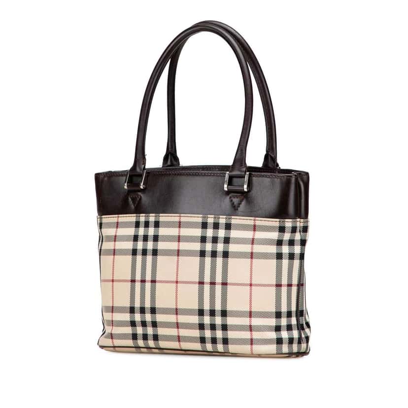 Burberry House Check Canvas Handbag Brown Canvas Good condition - Back View