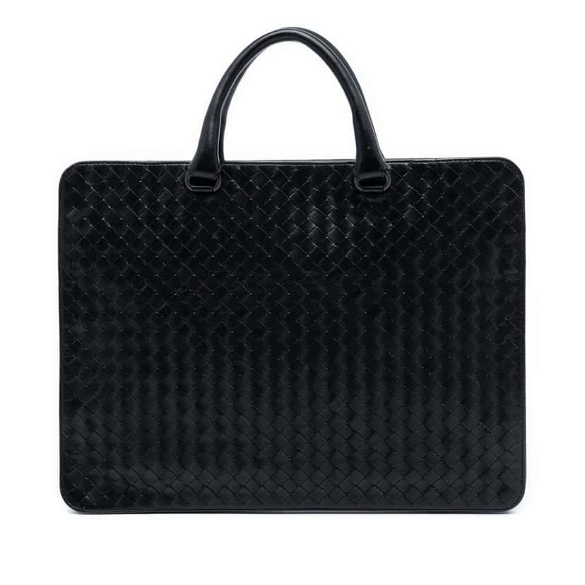 Bottega Veneta Nappa Intrecciato Business Bag Black Leather Good condition - Front View