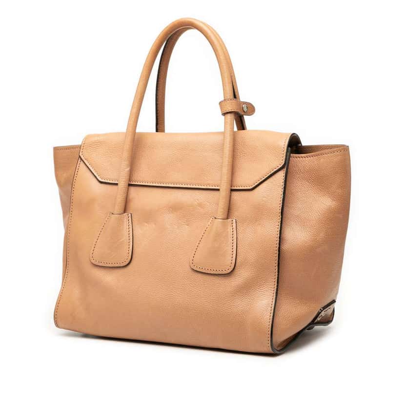 Prada Glace Calf Sound Lock Satchel Brown Leather Good condition - Back View
