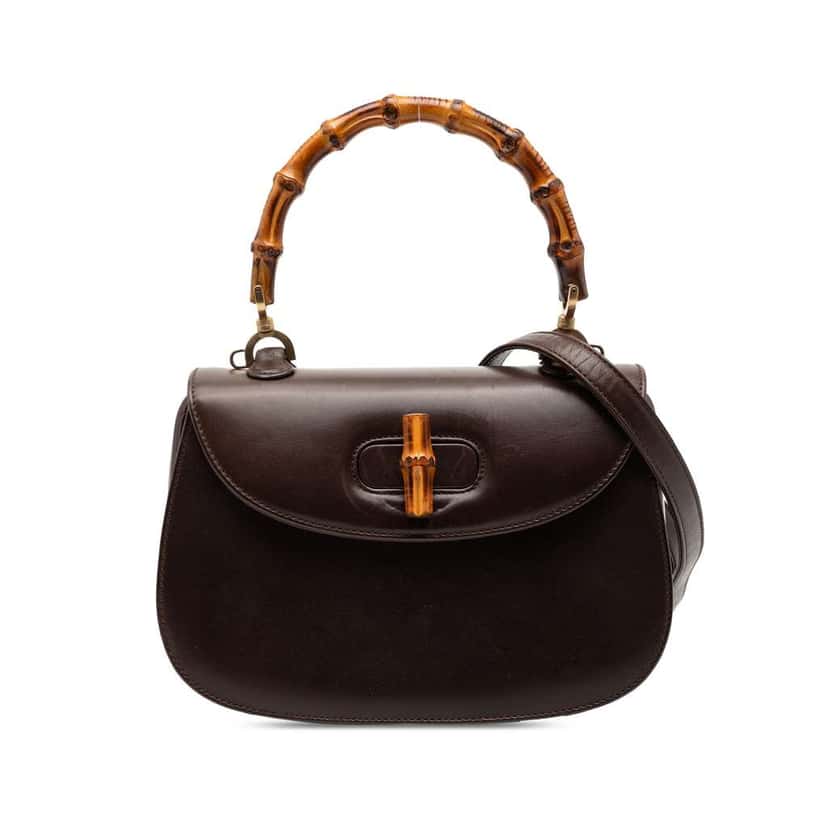 Gucci Calfskin Bamboo Night Brown Leather Good condition - Front View