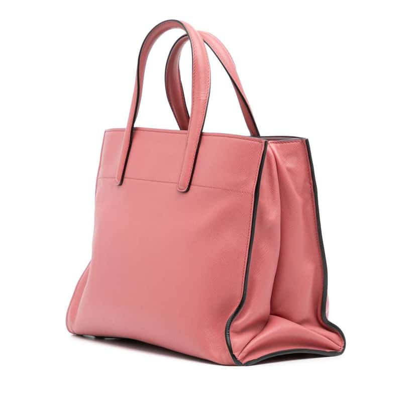 Prada Saffiano Soft Triple Pocket Tote Pink Leather Very good condition - Back View