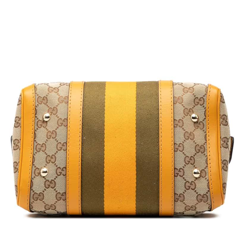 Gucci Small GG Canvas Web Joy Boston Bag Brown Canvas Good condition - Inside View