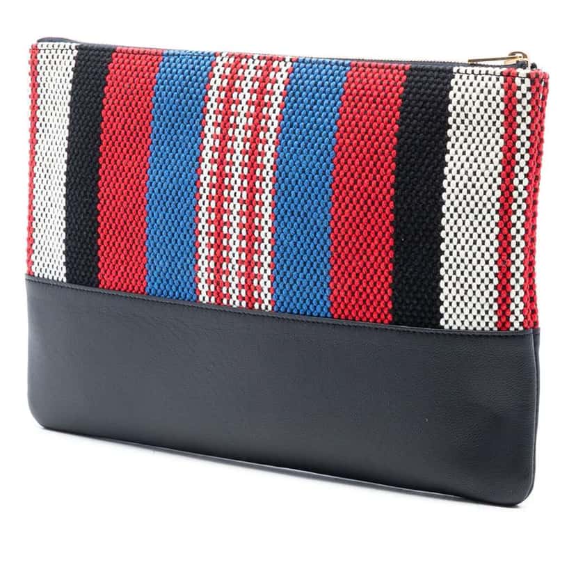 Celine Canvas Striped Solo Pouch Black Canvas Very good condition - Back View