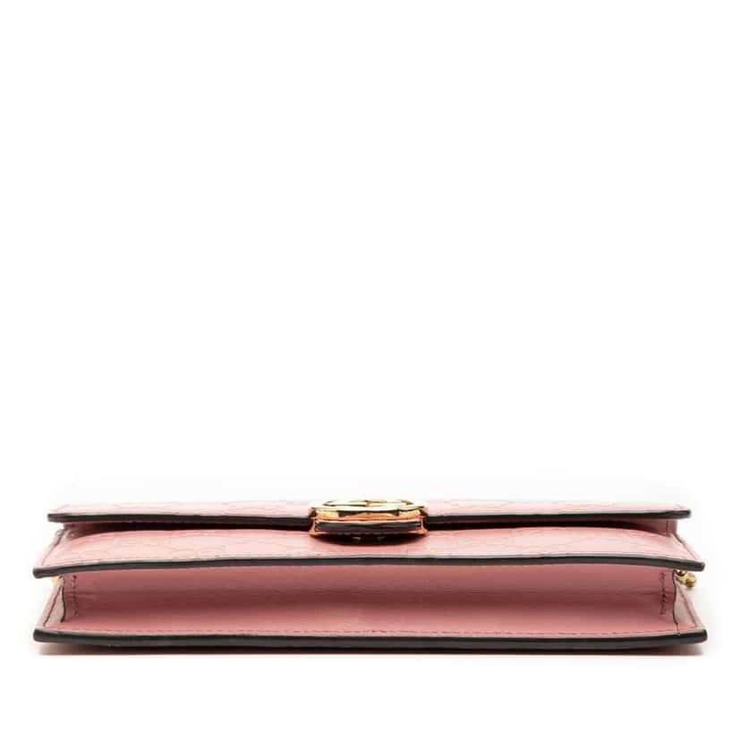 Gucci Guccissima Icon Wallet On Chain Pink Leather Good condition - Inside View