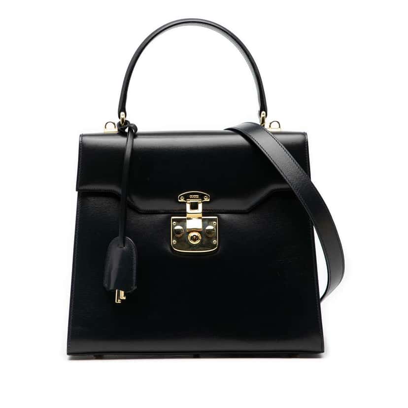 Gucci Calfskin Lady Lock Satchel Black Leather Good condition - Front View