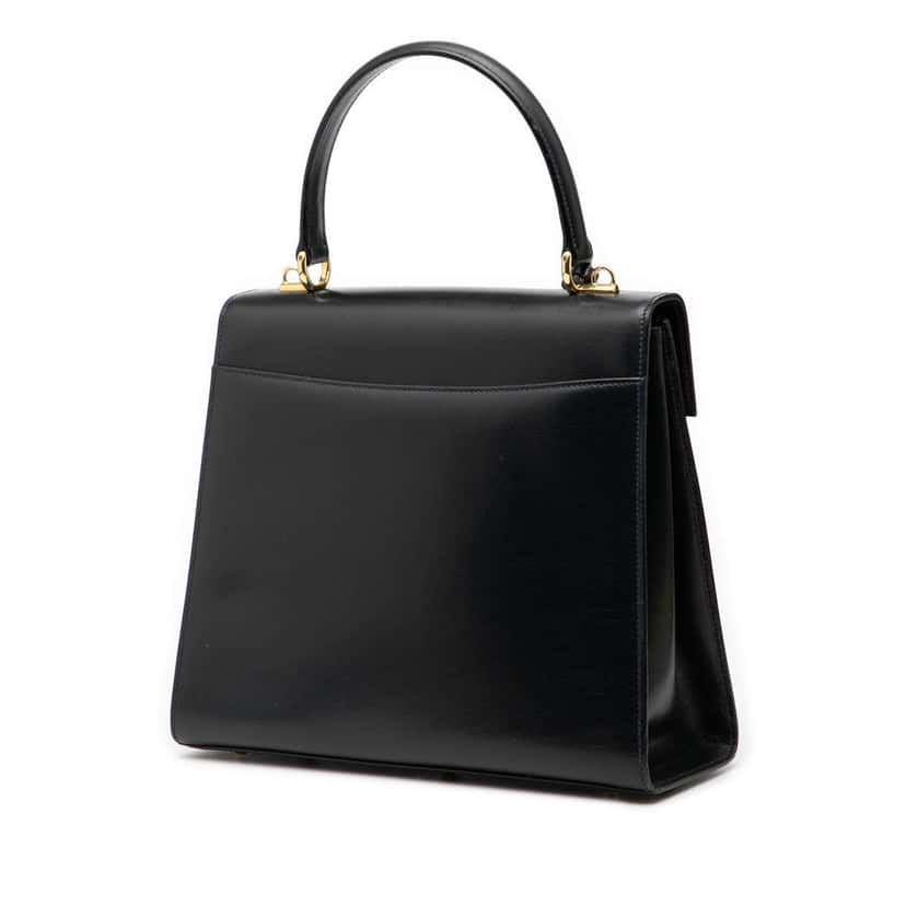 Gucci Calfskin Lady Lock Satchel Black Leather Good condition - Back View