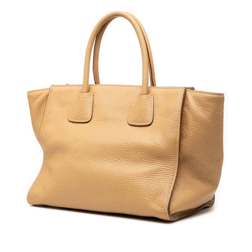Prada Vitello Daino Front Pocket Open Convertible Tote Brown Leather Good condition - Back View