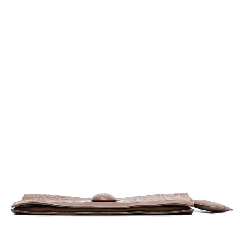 Bottega Veneta Nappa Embossed Intrecciato Turnlock Clutch Brown Leather Very good condition - Inside View