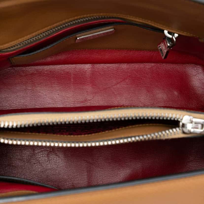 Prada Saffiano Cuir Turnlock Twin Satchel Brown Leather Good condition - Model View