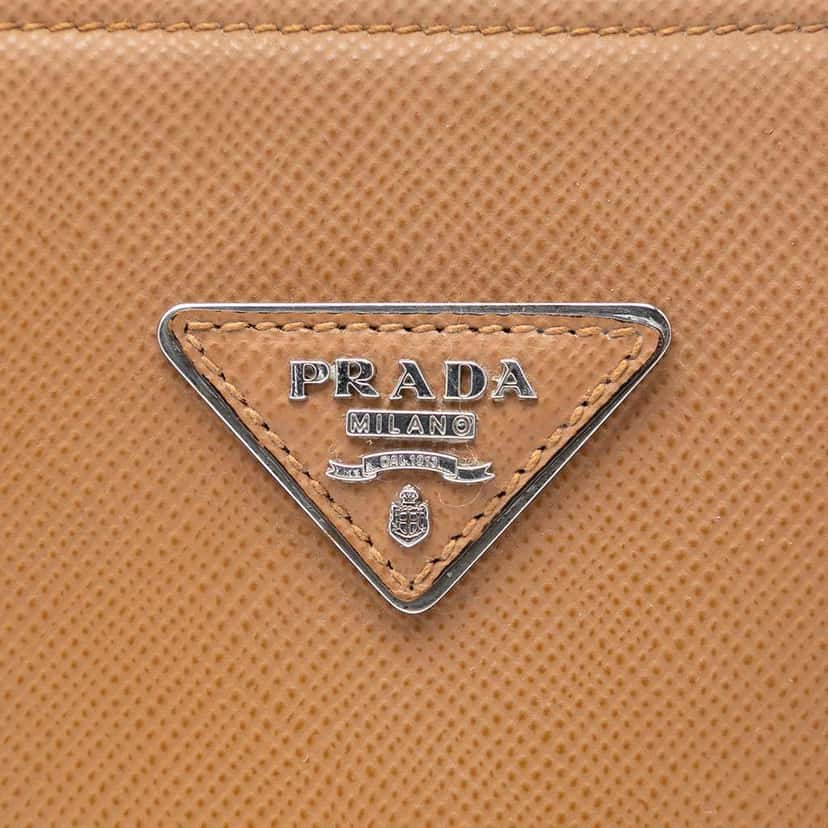 Prada Saffiano Cuir Turnlock Twin Satchel Brown Leather Good condition - Box View