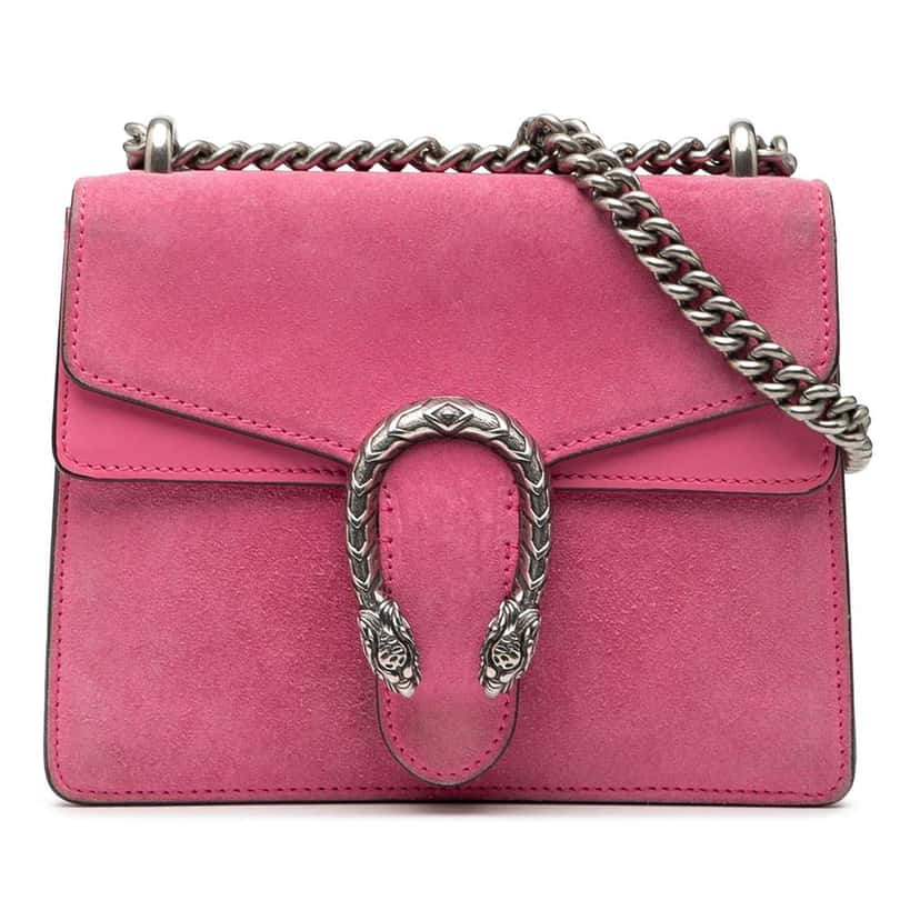 Gucci Small Suede Dionysus Crossbody Pink Leather Very good condition - Front View