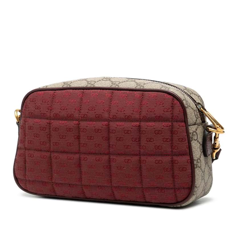 Gucci Small Quilted Mini GG Canvas and GG Supreme Double G Crossbody Red Canvas Very good condition - Back View